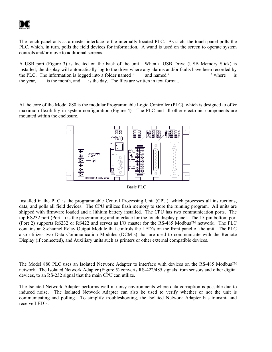 3 programmable logic controller, 4 isolated network adapter, Programmable logic controller | Isolated network adapter, Figure 4 basic plc, Direct | Detcon 880S-N1R User Manual | Page 8 / 45