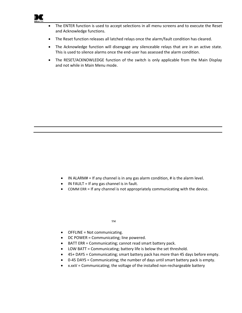Main display functions, Sensor group, Transceiver group | 10 main display functions | Detcon X40-32-N7 User Manual | Page 15 / 70