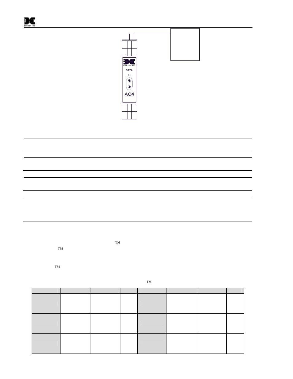 Figure 31 model ao-4 4-20ma output module, Table 2 ao-4 modbus™ addresses | Detcon X40-32-N7 User Manual | Page 38 / 70