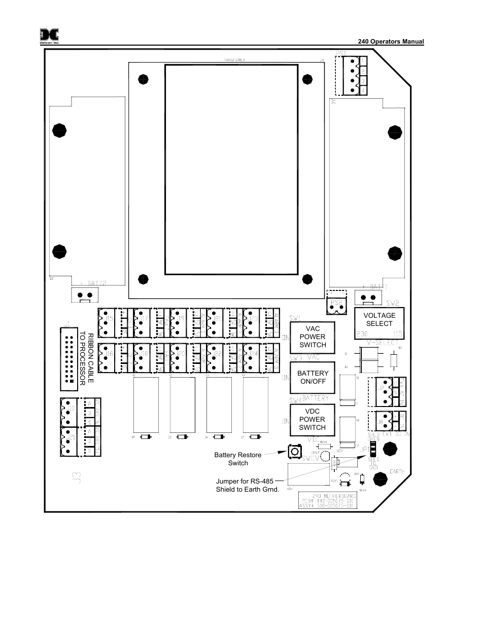 Figure 4 mother board layout, Figure 4, In figure 4. these | Detcon 240 User Manual | Page 10 / 33