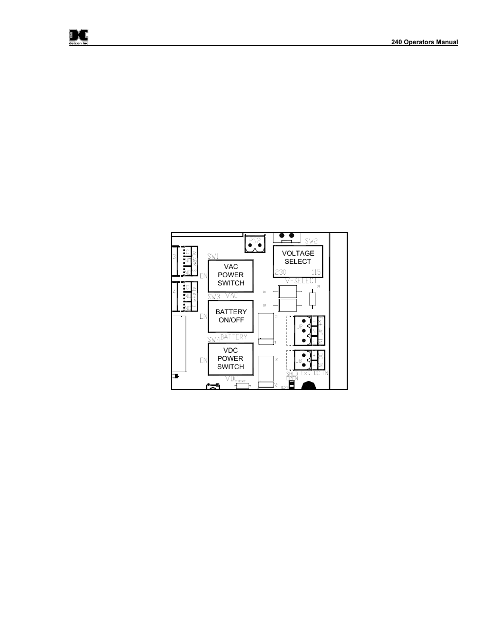 Start-up, 1 power switch selections, 2 applying power | Power switch selections, Applying power, Figure 6 power switch configuration | Detcon 240 User Manual | Page 13 / 33