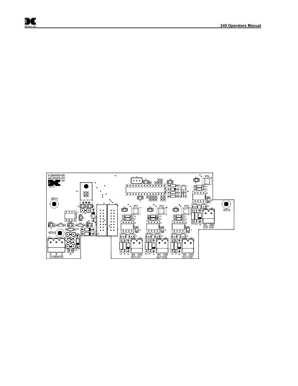 Options, 1 option for battery back-up operation, 2 option for 4-20ma output(s) | 3 optional interface pcb for remote display, Option for battery back-up operation, Option for 4-20ma output(s), Optional interface pcb for remote display | Detcon 240 User Manual | Page 30 / 33