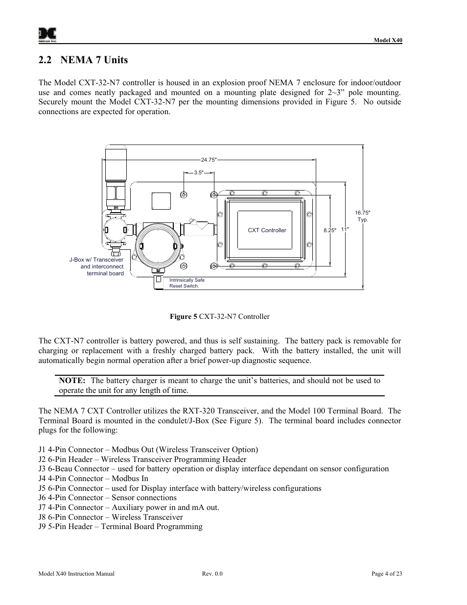 2 nema 7 units, Nema 7 units, Figure 5 cxt-32-n7 controller | Detcon CXT-N7 User Manual | Page 10 / 28