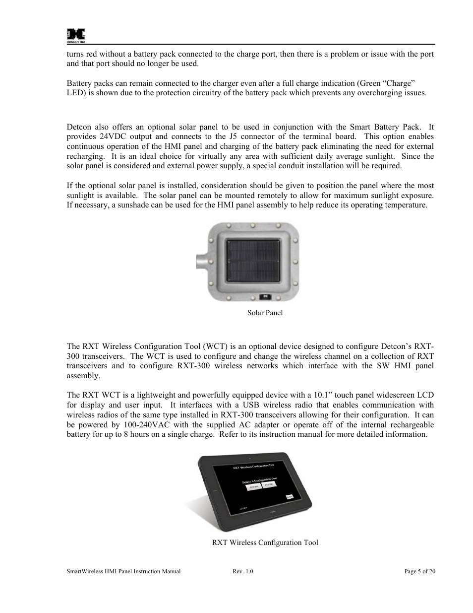 6 solar panel (optional), 7 rxt wireless configuration tool (optional), Solar panel (optional) | Rxt wireless configuration tool (optional), Figure 6 solar panel, Figure 7 rxt wireless configuration tool | Detcon SW-HMI-32-N7 User Manual | Page 9 / 24
