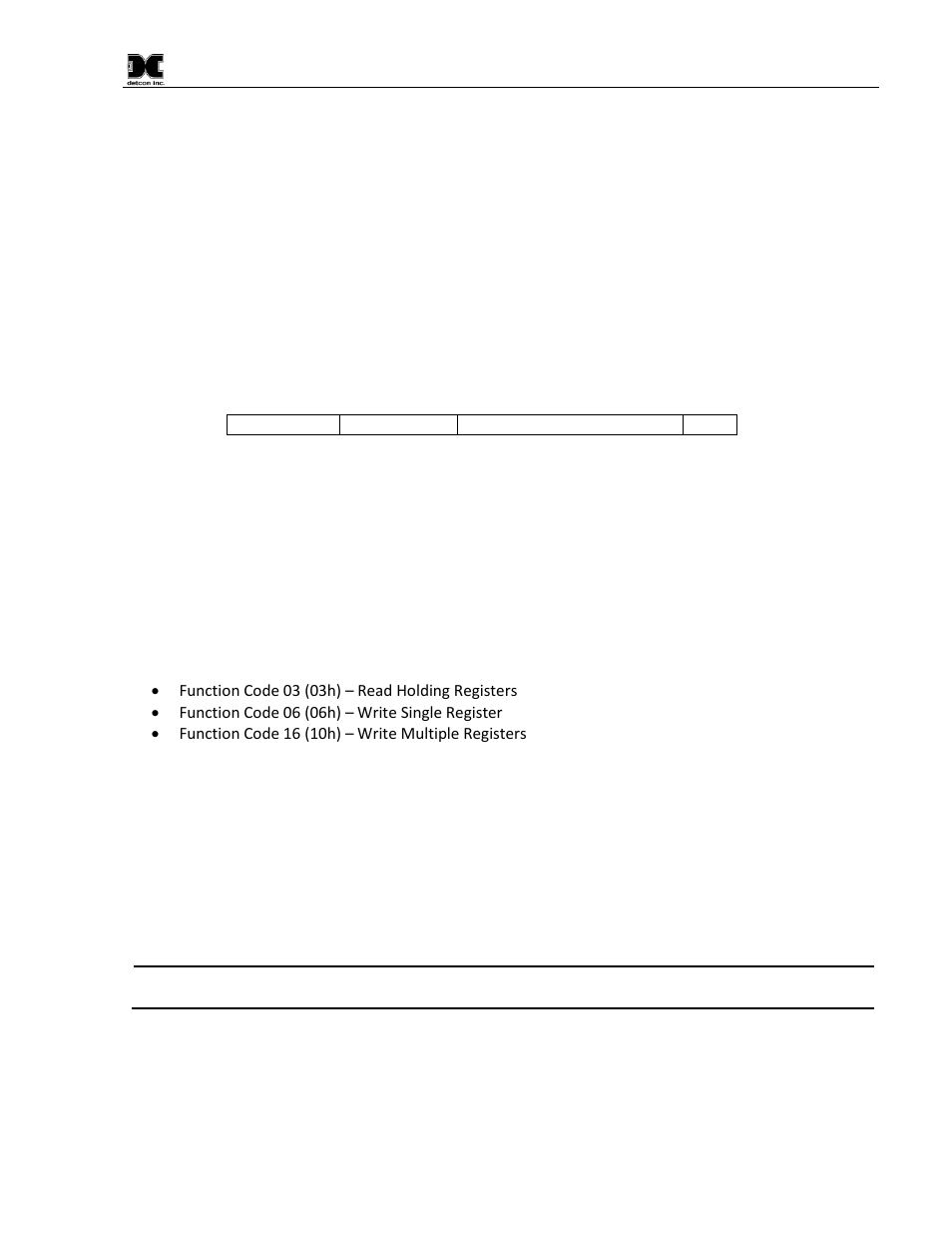 Modbus™ communications, 1 general modbus™ description, 2 modbus™ register map & description | General modbus™ description, Modbus™ register map & description, Figure 13 modbus™ frame format | Detcon CX-DM User Manual | Page 25 / 44