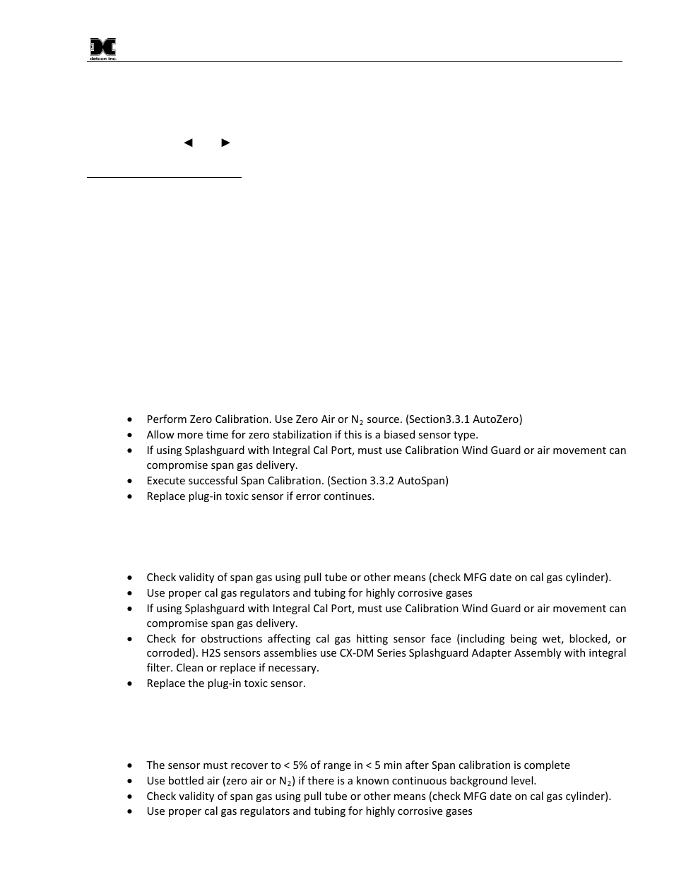 Troubleshooting guide, 1 under-range problems, 2 stability problems | 3 clearing problem, Under-range problems, Stability problems, Clearing problem | Detcon CX-DM User Manual | Page 31 / 44