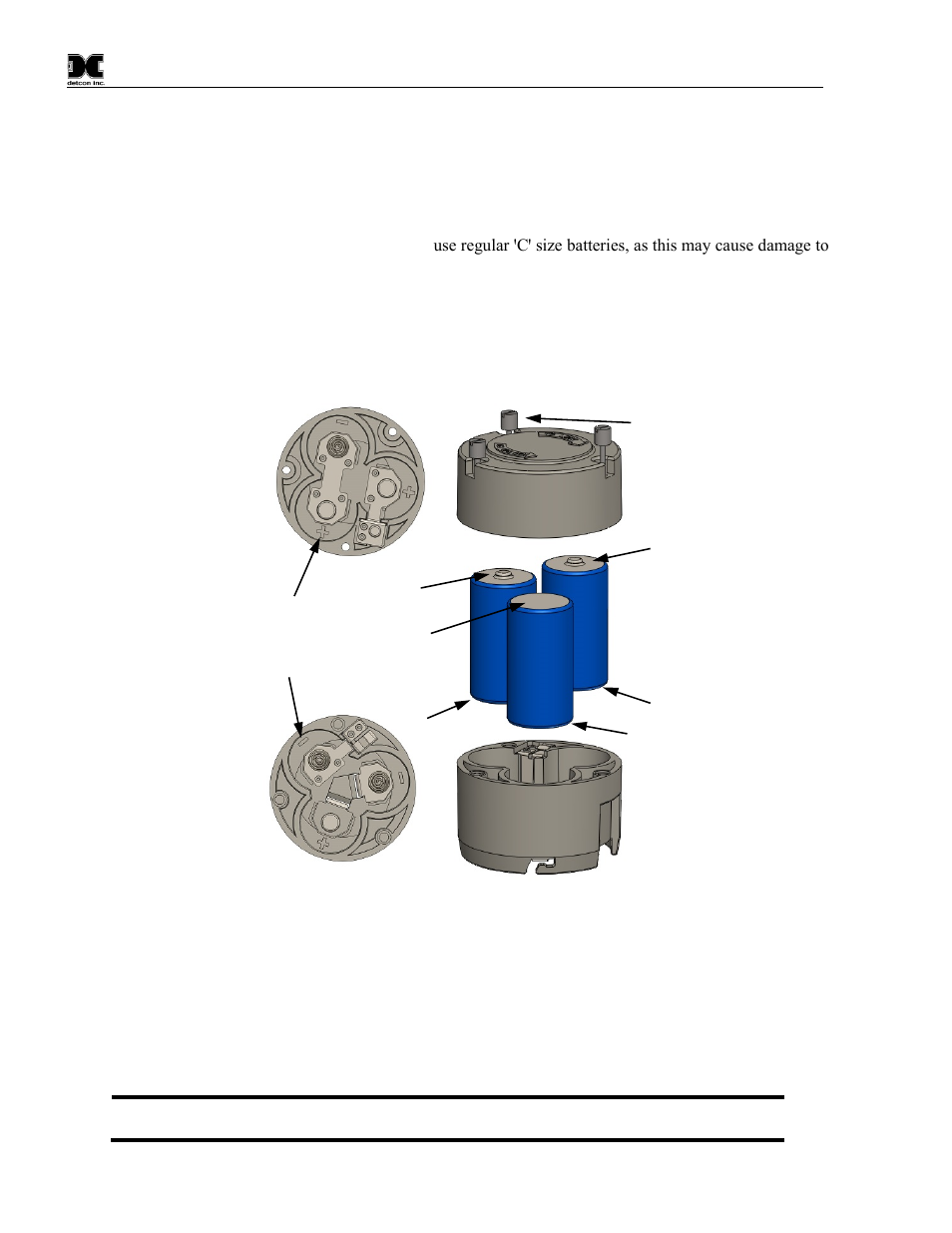 2 replacement of plug-in sensor, Replacement of plug-in sensor, Figure 18 battery orientation diagram | Detcon CXT-DM User Manual | Page 38 / 56