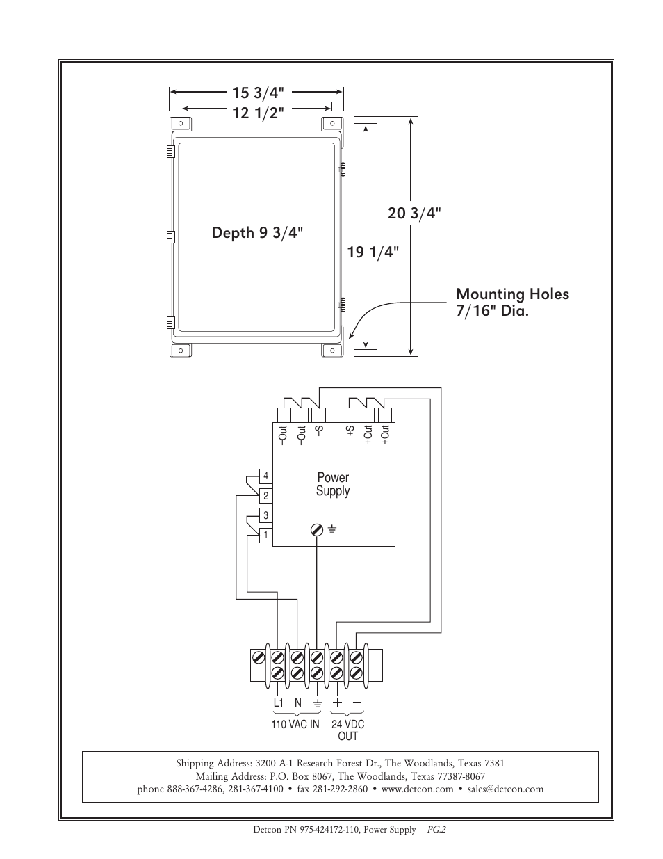 Detcon NEMA 4X, 24VDC, 6.25 amp, 150 Watts User Manual | Page 2 / 2