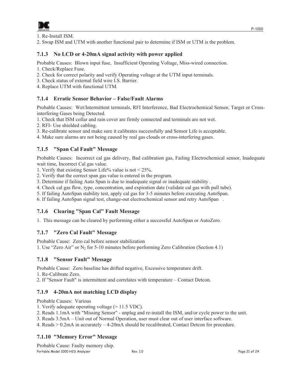 Detcon P-1000 User Manual | Page 25 / 28