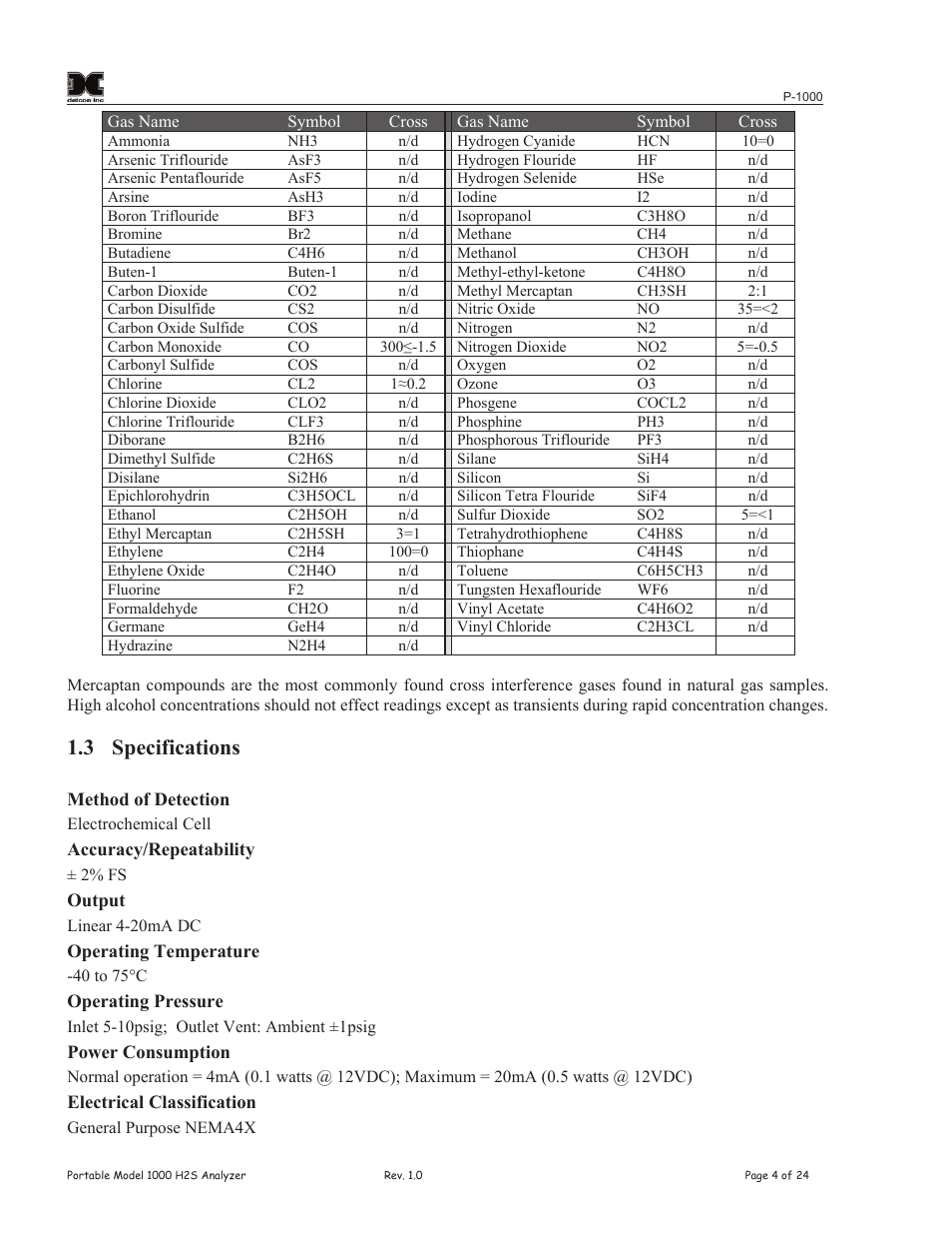 3 specifications | Detcon P-1000 User Manual | Page 8 / 28