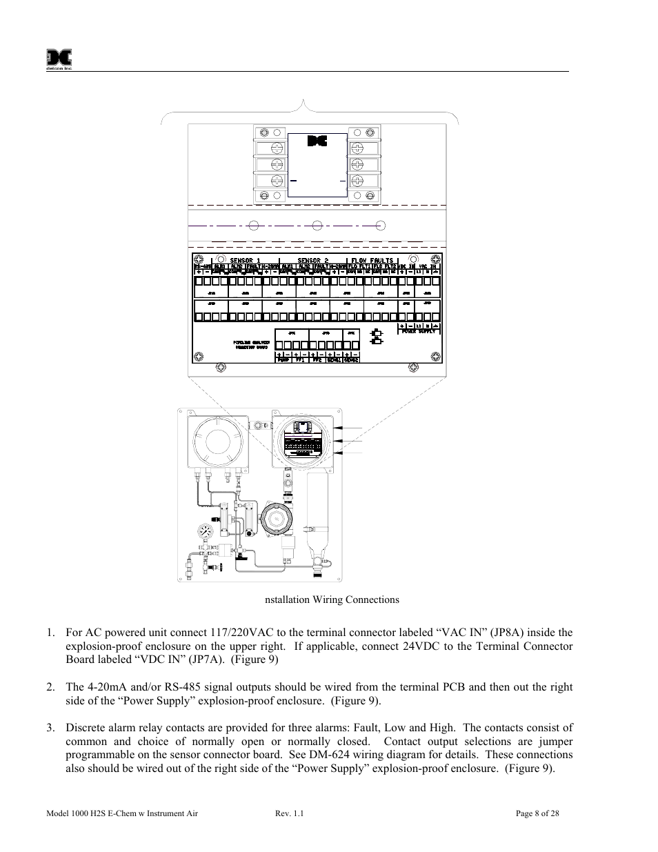 Figure 9 installation wiring connections | Detcon 1000 User Manual | Page 12 / 32