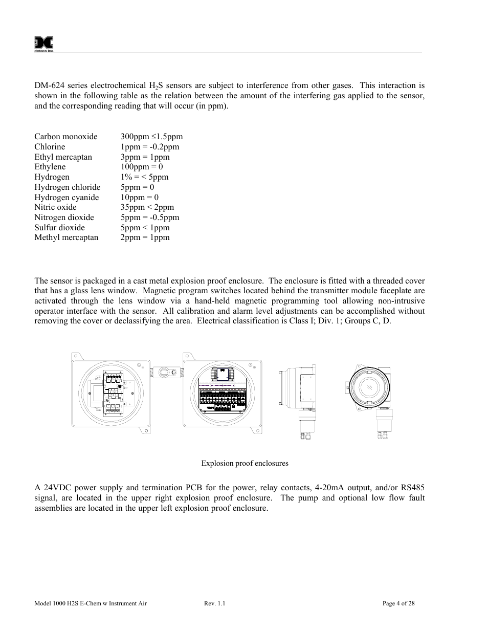 5 interference data, 6 explosion proof enclosures, Interference data | Explosion proof enclosures, Figure 6 explosion proof enclosures | Detcon 1000 User Manual | Page 8 / 32