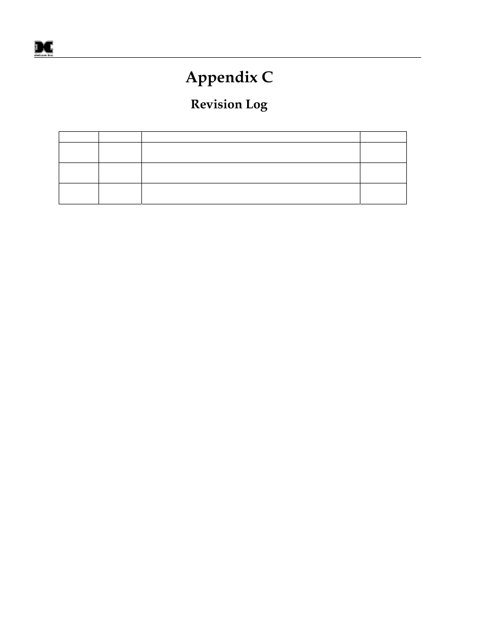 Appendix c, Revision log | Detcon 1000_CO2 User Manual | Page 32 / 32