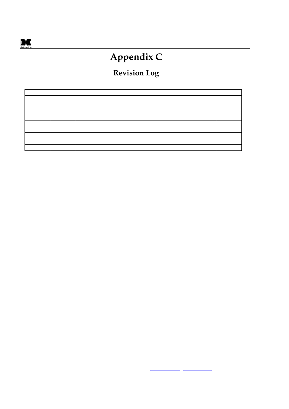 Appendix c, Revision log | Detcon 1000_H2S User Manual | Page 34 / 34