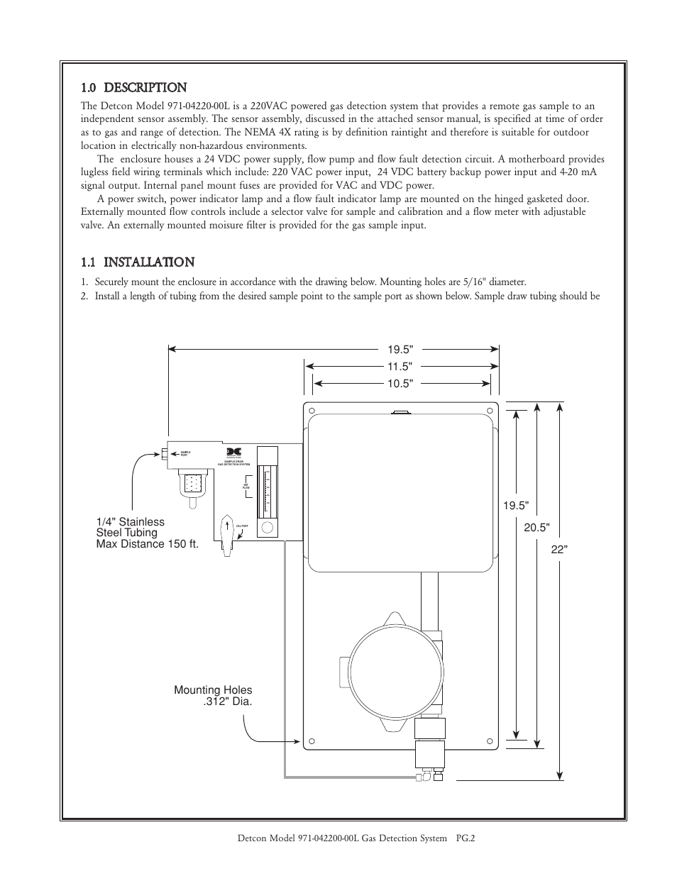 11 0 d de es sc cr riip pt tiio on n, 11 1 iin ns st ta al ll la at tiio on n | Detcon 971-042200-00L User Manual | Page 2 / 8