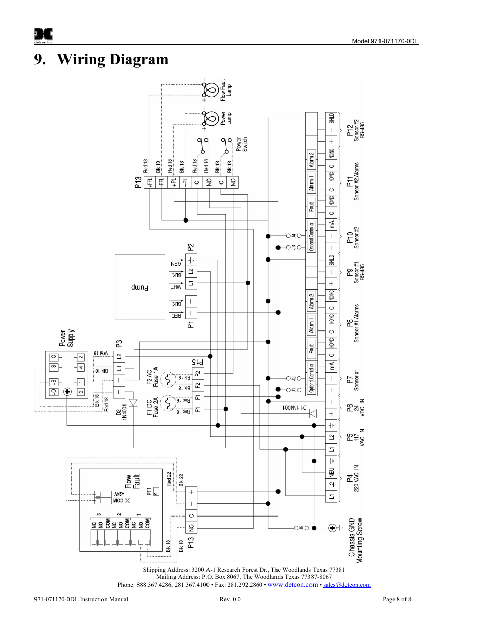 Wiring diagram | Detcon 971-071170-0DL User Manual | Page 12 / 12