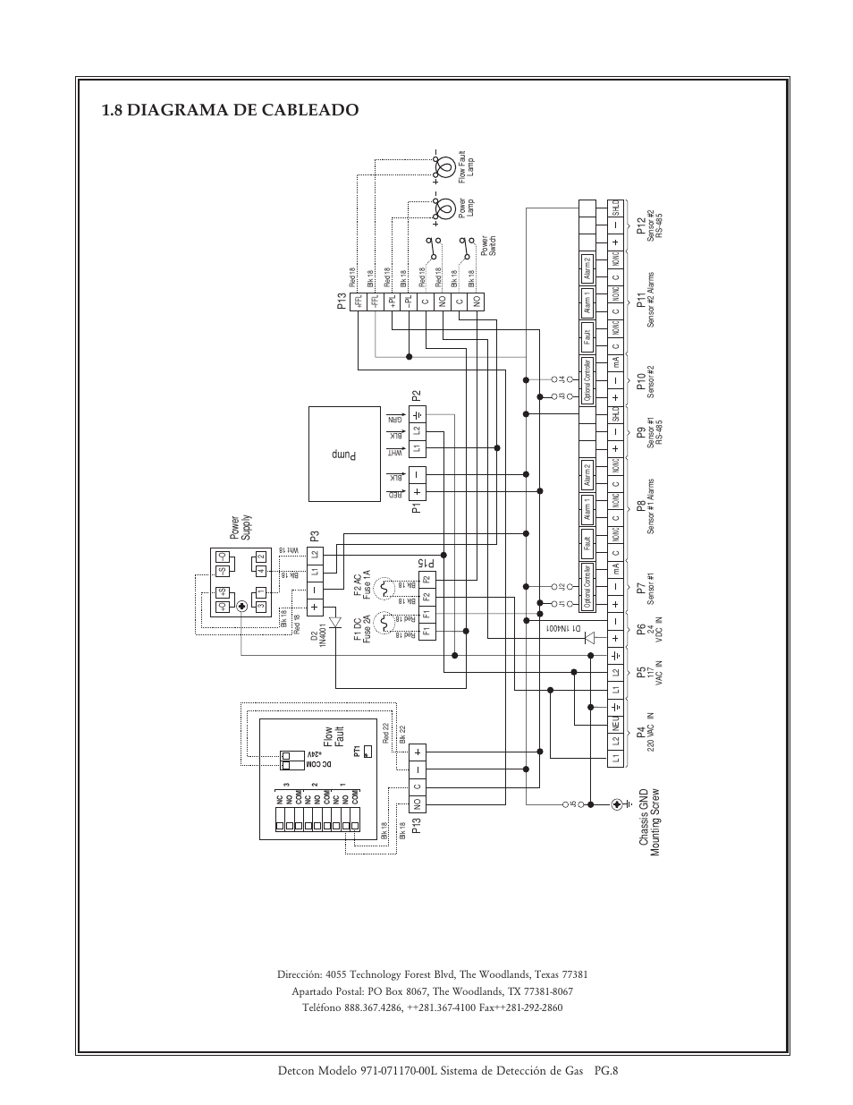 8 diagrama de cableado | Detcon 971-07117-00L User Manual | Page 8 / 8