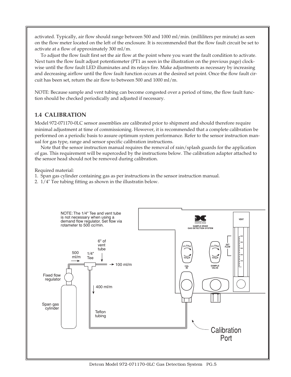 Calibration port, 4 calibration | Detcon 972-071170-0LC User Manual | Page 5 / 7