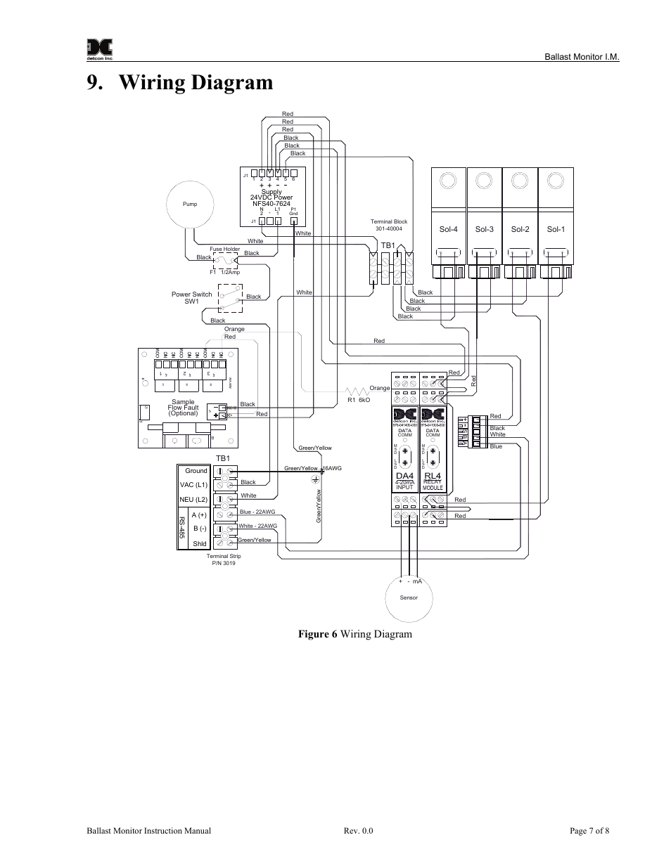 Wiring diagram, Figure 6 wiring diagram | Detcon 974-071170-BCR User Manual | Page 11 / 12