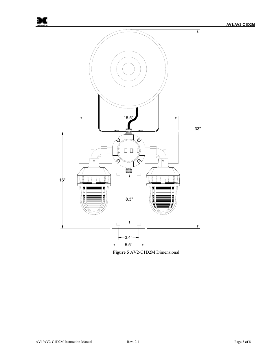Figure 5 av2-c1d2m dimensional | Detcon AV2-C1D2M User Manual | Page 9 / 12