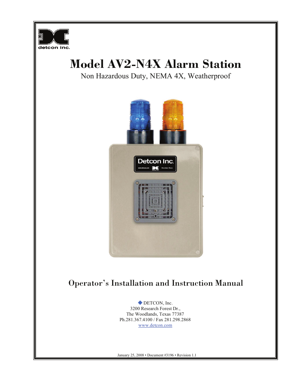 Detcon AV2-N4X User Manual | 10 pages