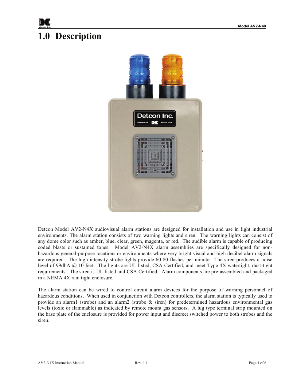 0 description | Detcon AV2-N4X User Manual | Page 5 / 10