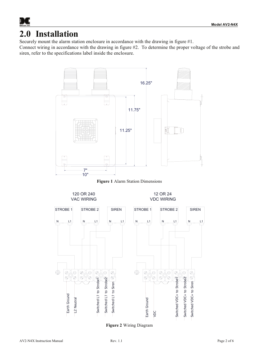 0 installation | Detcon AV2-N4X User Manual | Page 6 / 10