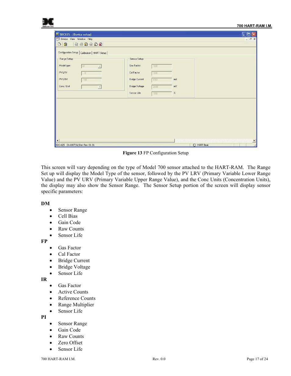 Figure 13 fp configuration setup | Detcon 700 Series Remote Sensor/Alarm Relay Module With HART Interface User Manual | Page 21 / 28