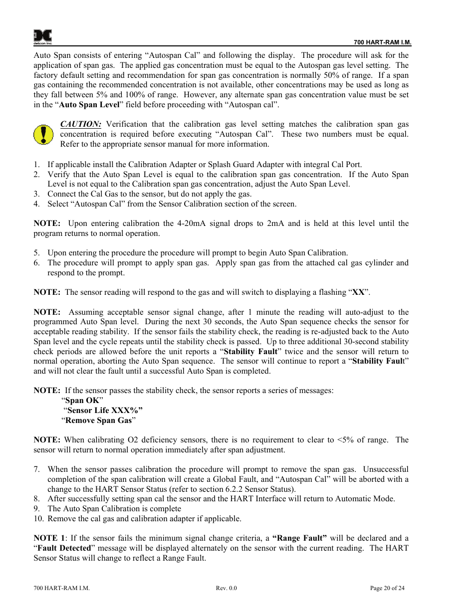 Detcon 700 Series Remote Sensor/Alarm Relay Module With HART Interface User Manual | Page 24 / 28