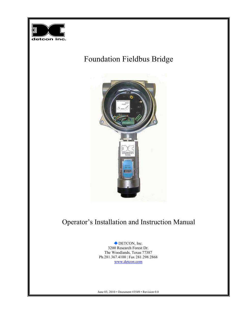 Detcon 700 Foundation Fieldbus Bridge User Manual | 12 pages