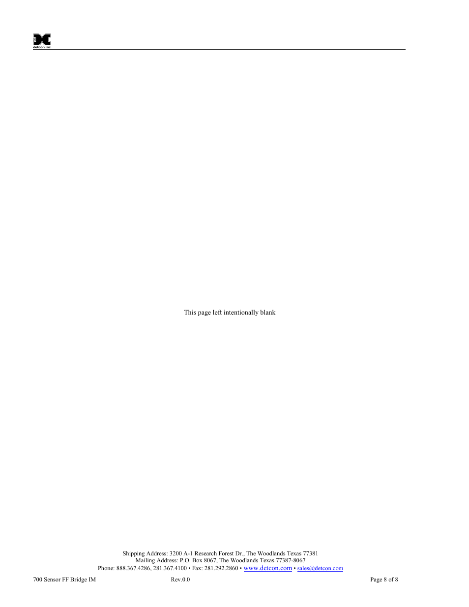 Detcon 700 Foundation Fieldbus Bridge User Manual | Page 12 / 12