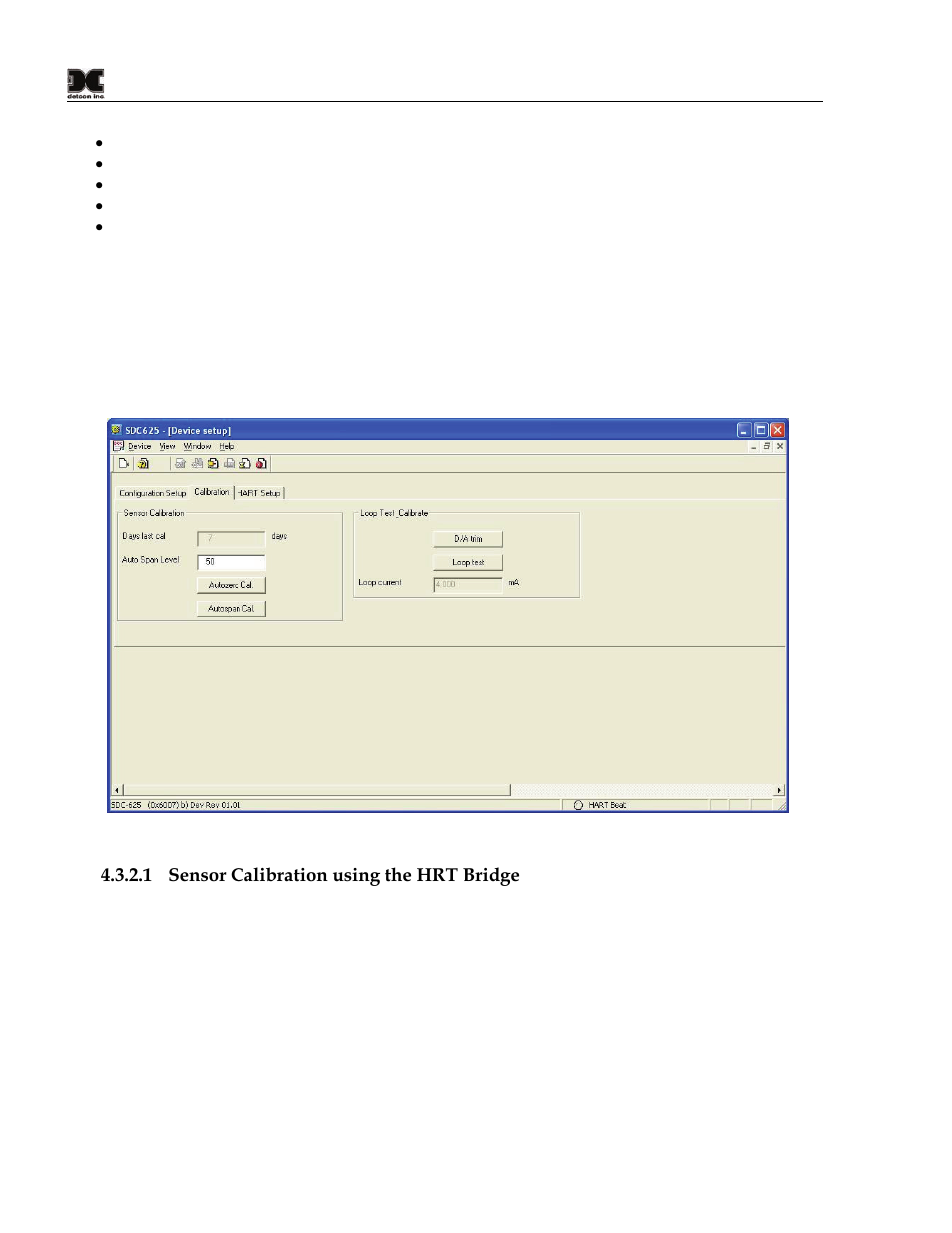 2 calibration, 1 sensor calibration using the hrt bridge, Calibration | Figure 8 fp calibration screen | Detcon 700 HRT Bridge User Manual | Page 14 / 22