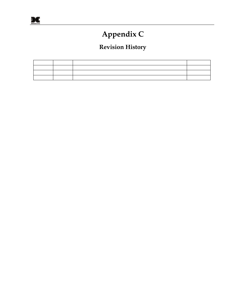 Appendix c, Revision history | Detcon 700 HRT Bridge User Manual | Page 21 / 22