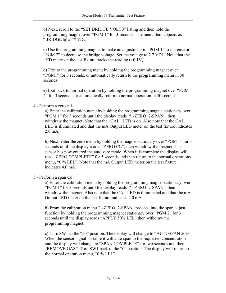 Detcon FP Transmitter Test Fixture User Manual | Page 6 / 9