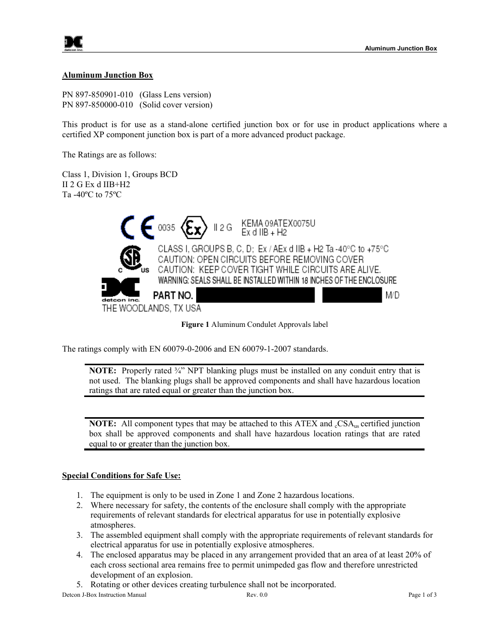 Detcon Aluminum Junction Box User Manual | Page 3 / 5