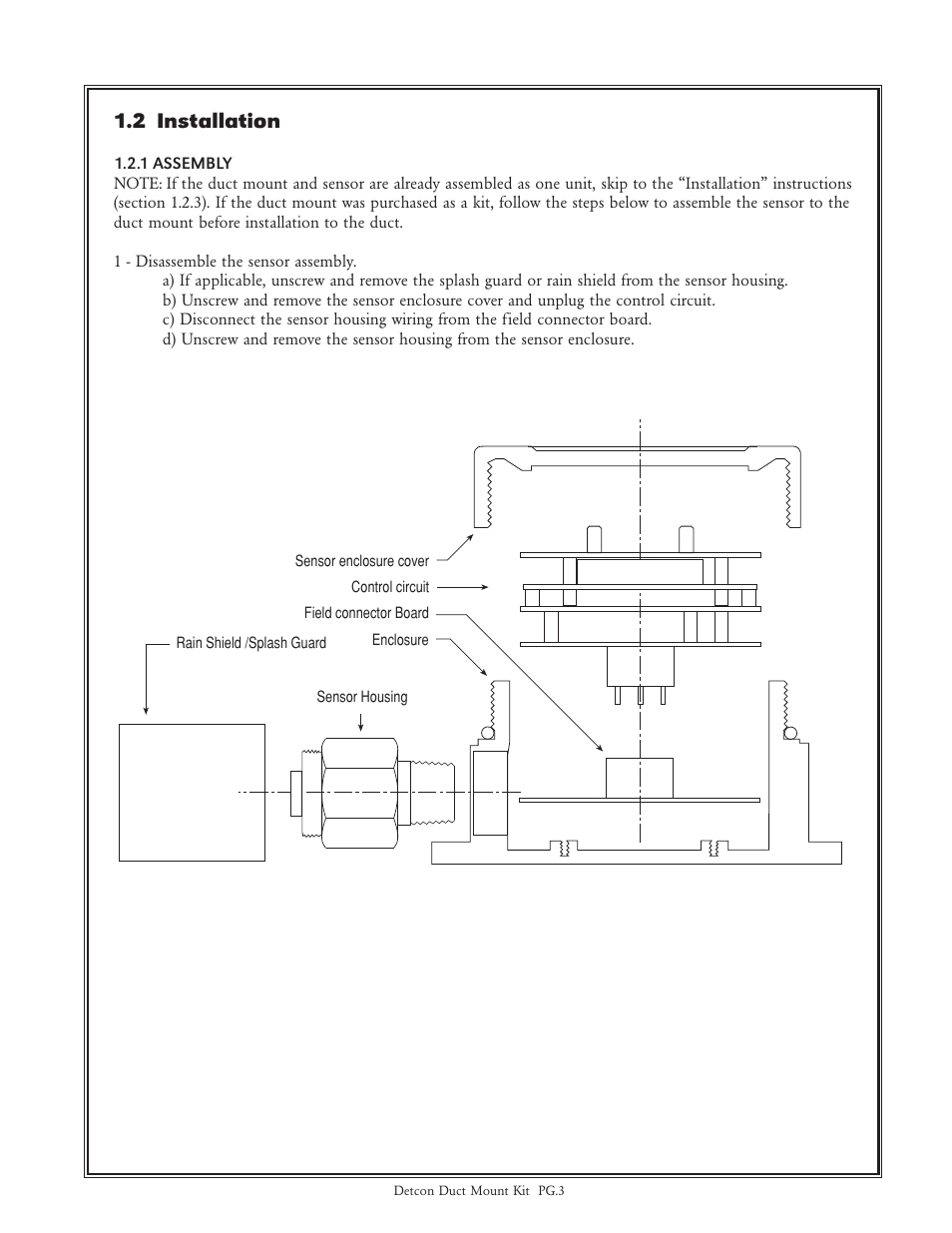2 installation | Detcon Sensor Duct Mount Kit FP/TP/DM/IR Series User Manual | Page 3 / 8