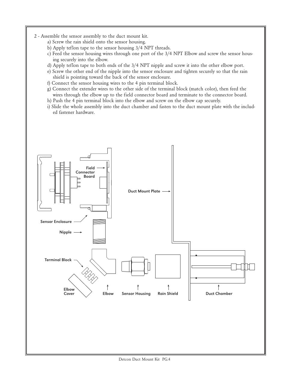 Detcon Sensor Duct Mount Kit FP/TP/DM/IR Series User Manual | Page 4 / 8