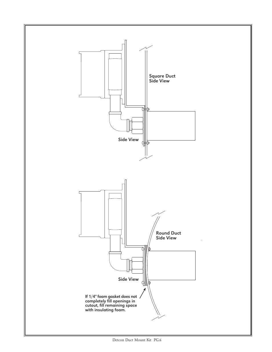 Detcon Sensor Duct Mount Kit FP/TP/DM/IR Series User Manual | Page 6 / 8