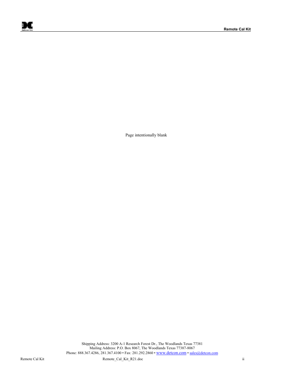 Detcon Remote Cal / Remote Sensor Separation Kit User Manual | Page 2 / 4
