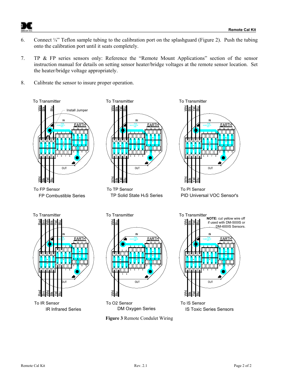 Detcon Remote Cal / Remote Sensor Separation Kit User Manual | Page 4 / 4