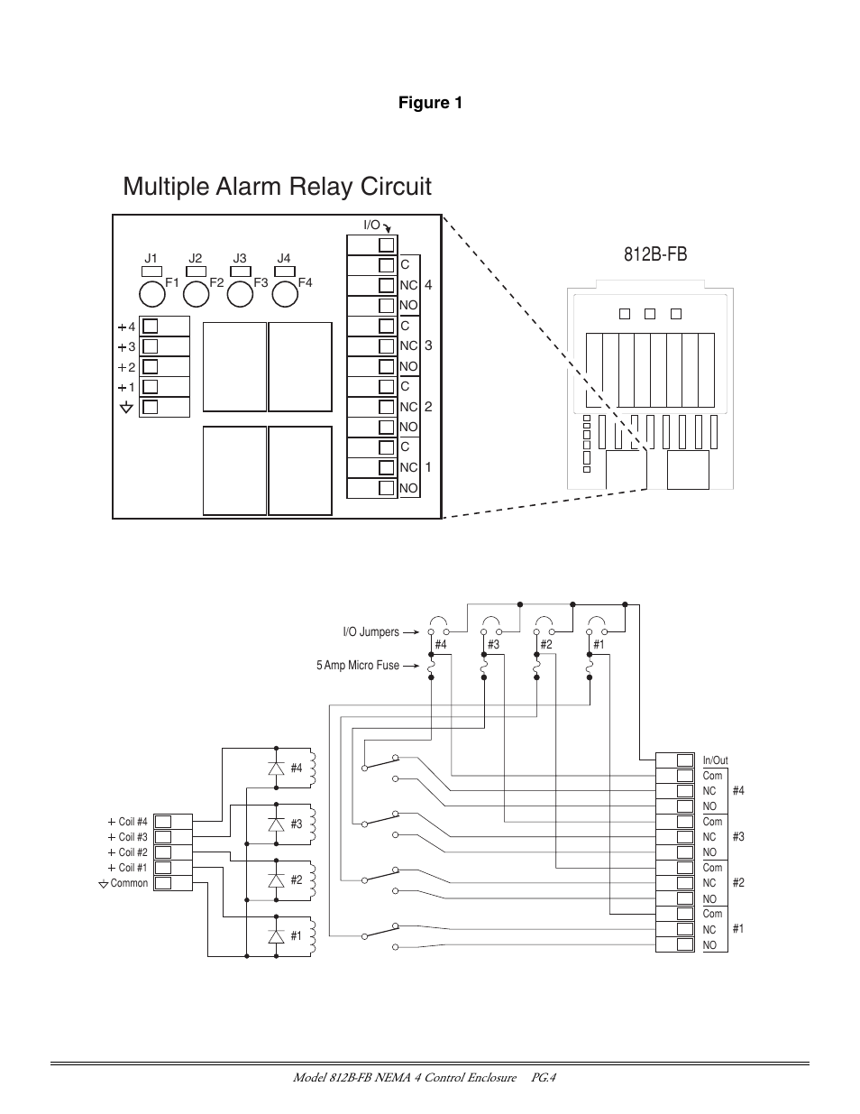 Multiple alarm relay circuit, 812b-fb, Figure 1 | Detcon 812B-FB User Manual | Page 4 / 9