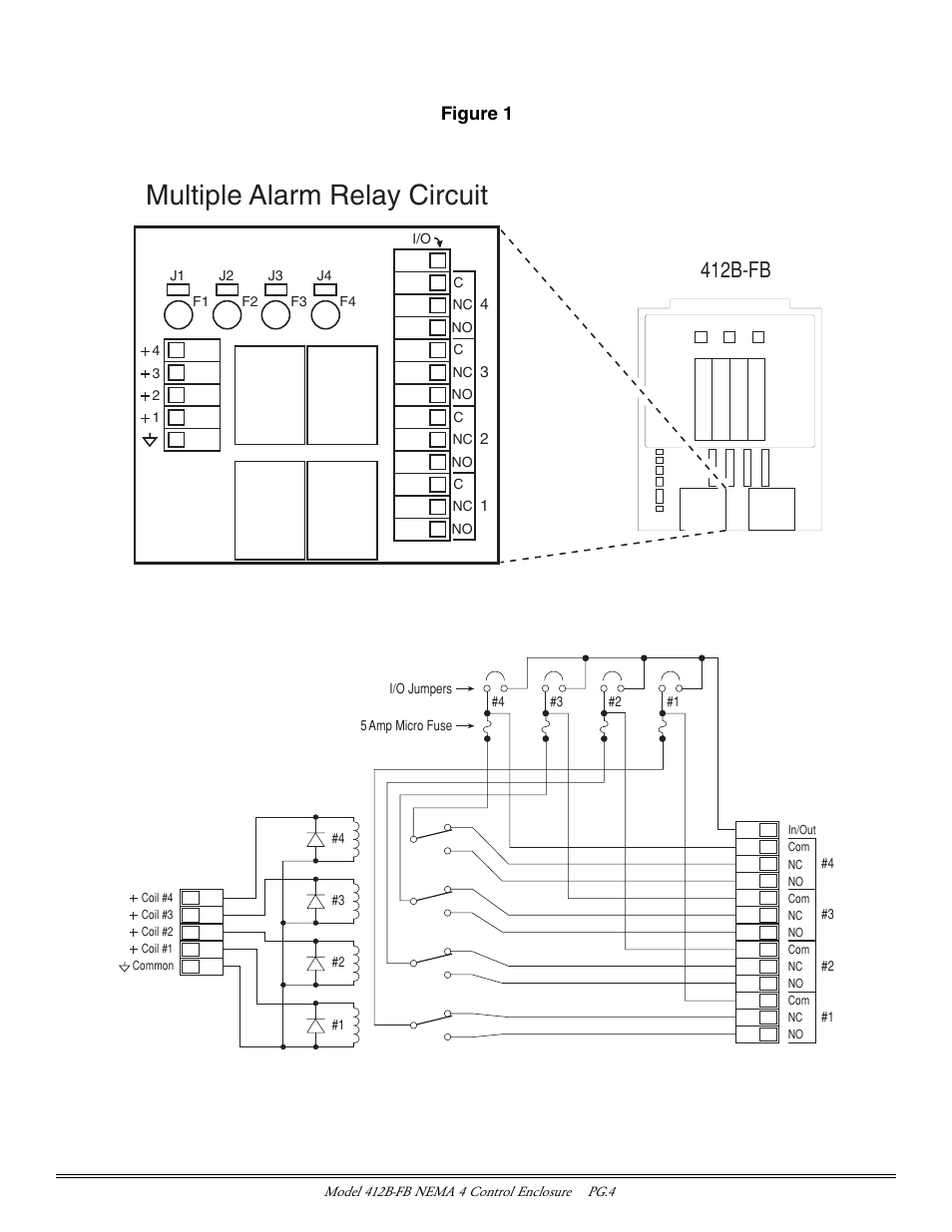 Multiple alarm relay circuit, 412b-fb, Figure 1 | Detcon 412B-FB User Manual | Page 4 / 9