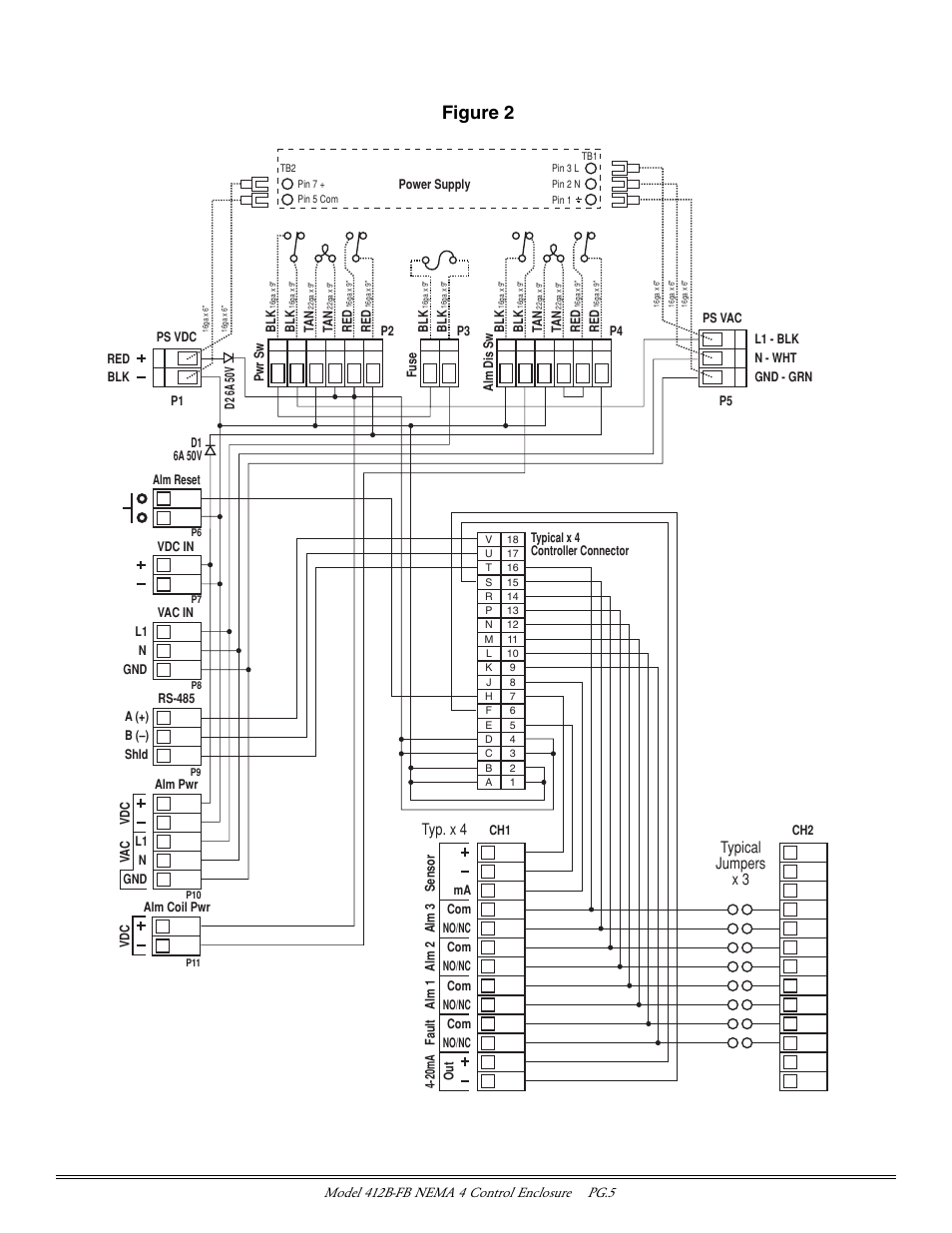 Figure 2, Typ. x 4 typical jumpers x 3 | Detcon 412B-FB User Manual | Page 5 / 9