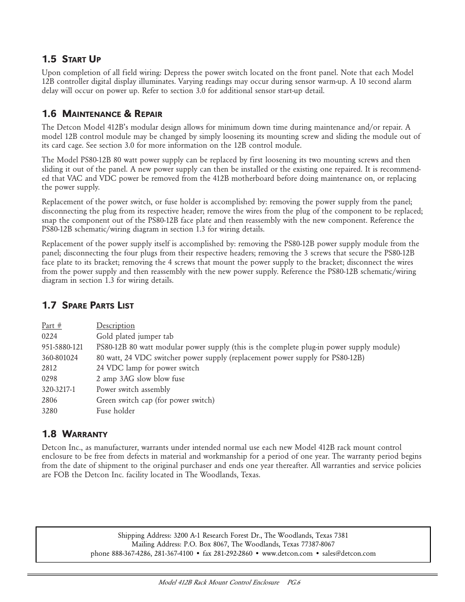 Detcon 412B User Manual | Page 6 / 6