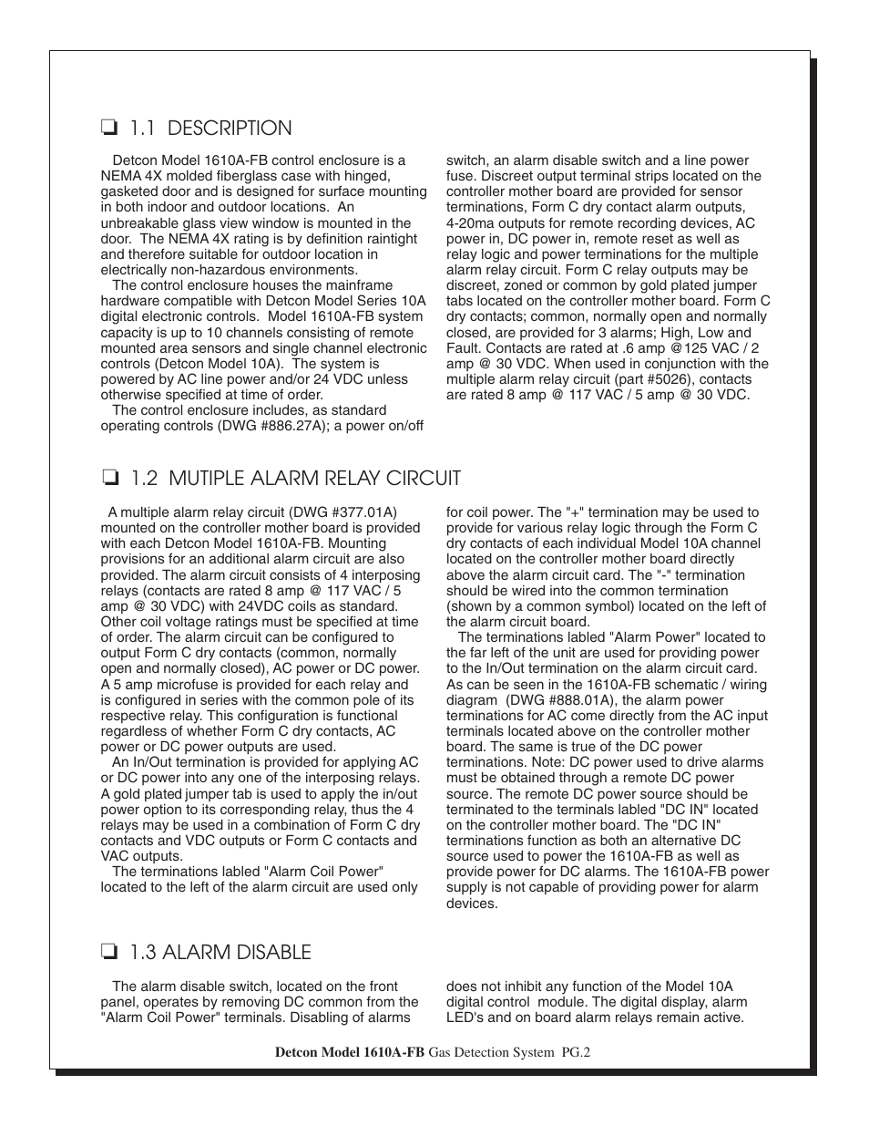 Detcon 1610A-FB User Manual | Page 2 / 8