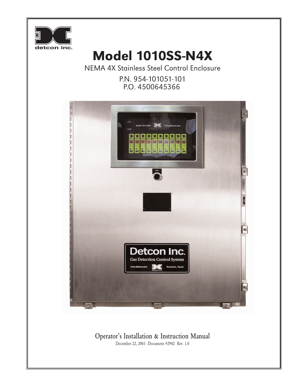 Detcon 1010SS-N4X User Manual | 8 pages