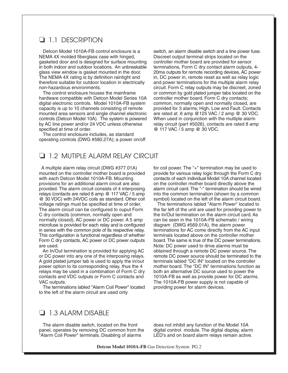 Detcon 1010A-FB User Manual | Page 2 / 8