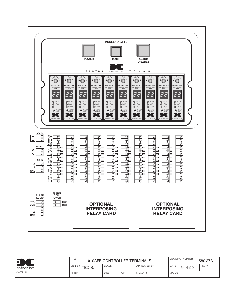 Ted s. 1, Detcon inc | Detcon 1010A-FB User Manual | Page 8 / 8