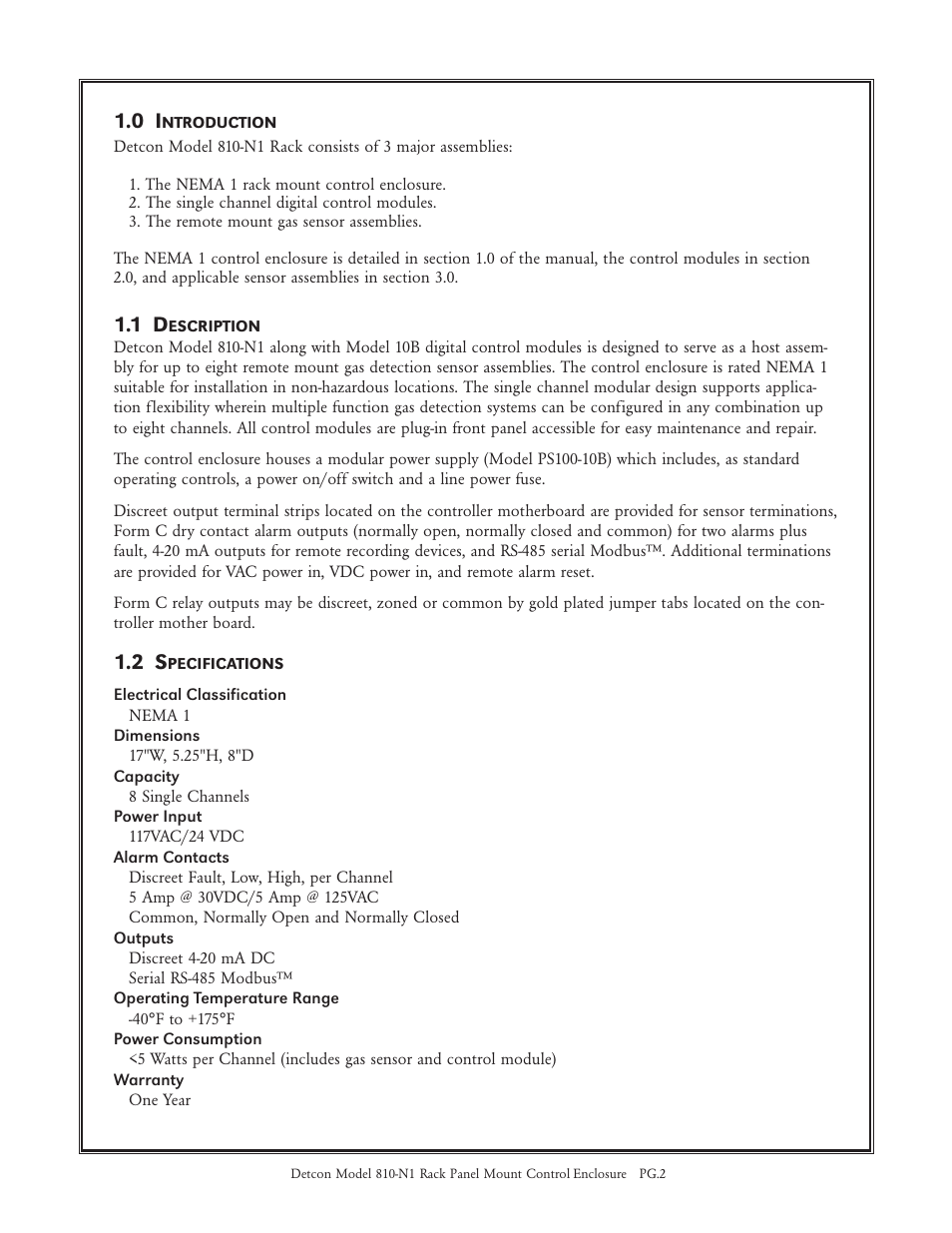 Detcon 810-N1 Rack User Manual | Page 2 / 5