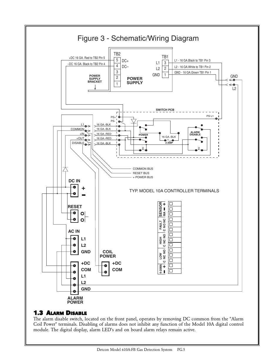 Figure 3 - schematic/wiring diagram, 11 3 a a | Detcon 610A-FB User Manual | Page 5 / 7